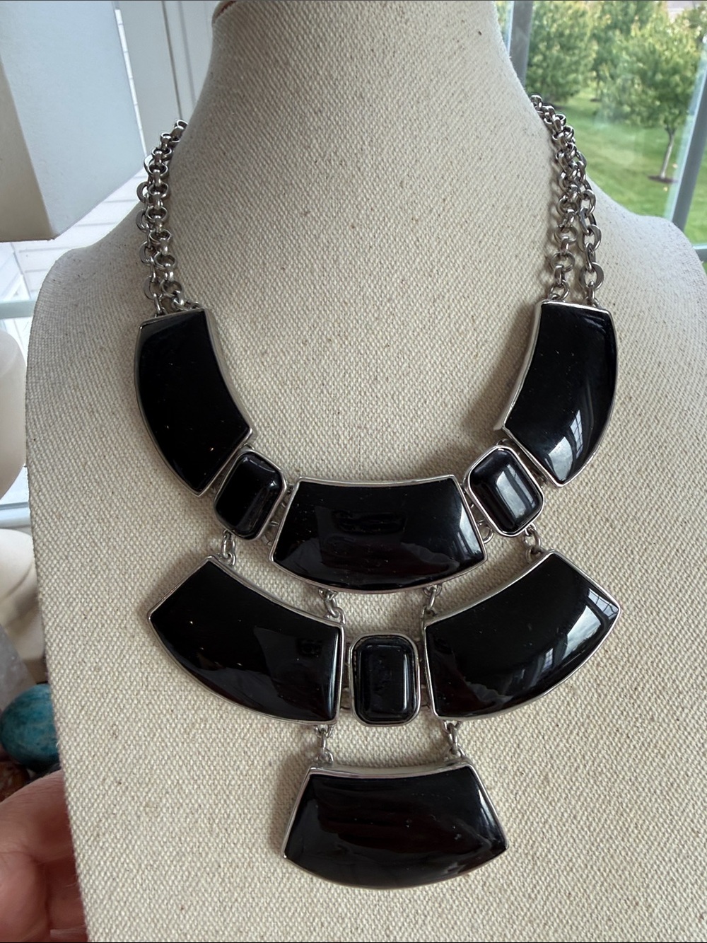 Black Statement Collar Necklace - Women's Fashion Jewelry